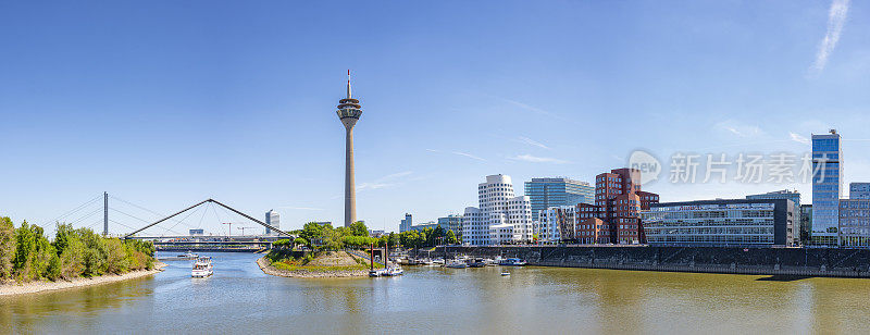 Düsseldorf Medienhafen modern architecture on the banks of the river Rhine